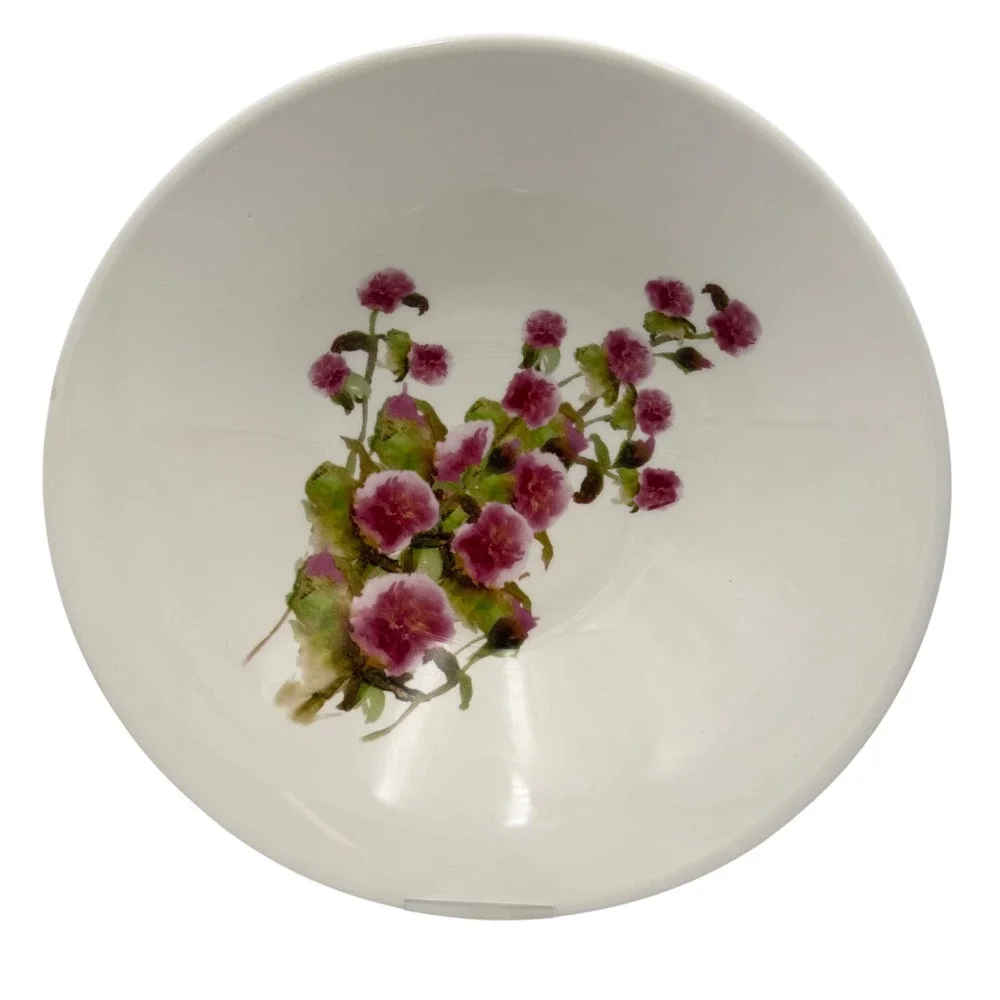 Vtg Ceramica Cuore Italy Large Serving Bowl Pasta Pink Rose Floral Flowers 12.5